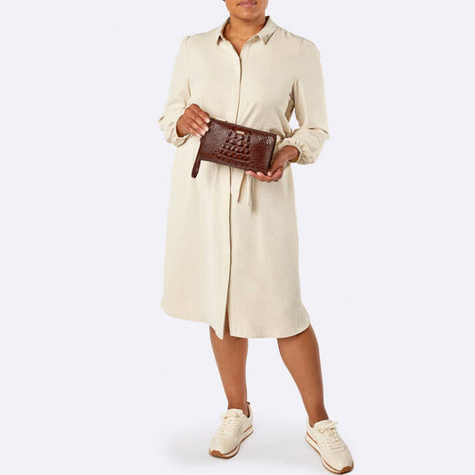 Brahmin Melbourne Collection Daisy Wristlet, Pecan