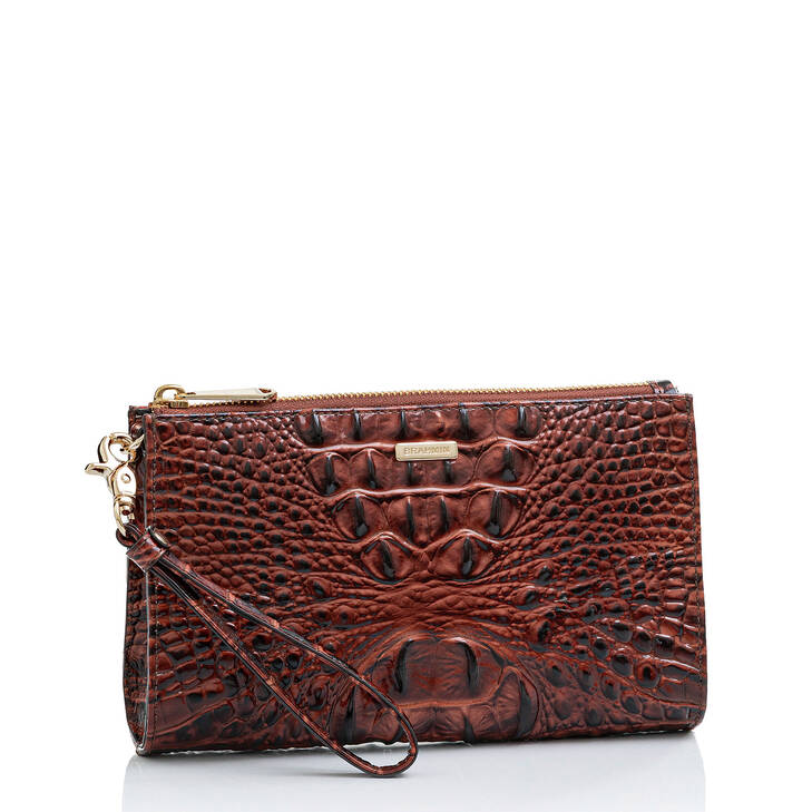 Brahmin Melbourne Collection Daisy Wristlet, Pecan