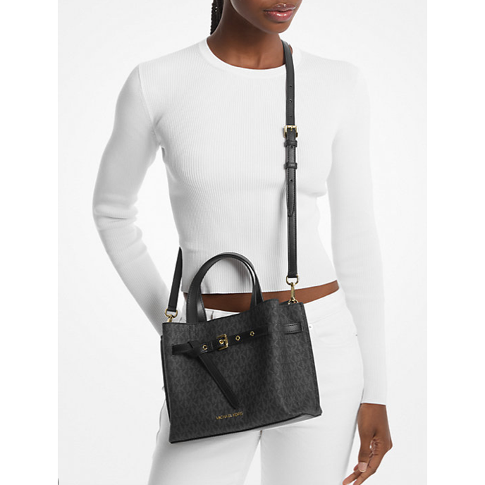 Michael Kors Emilia Small Satchel, Signature Black