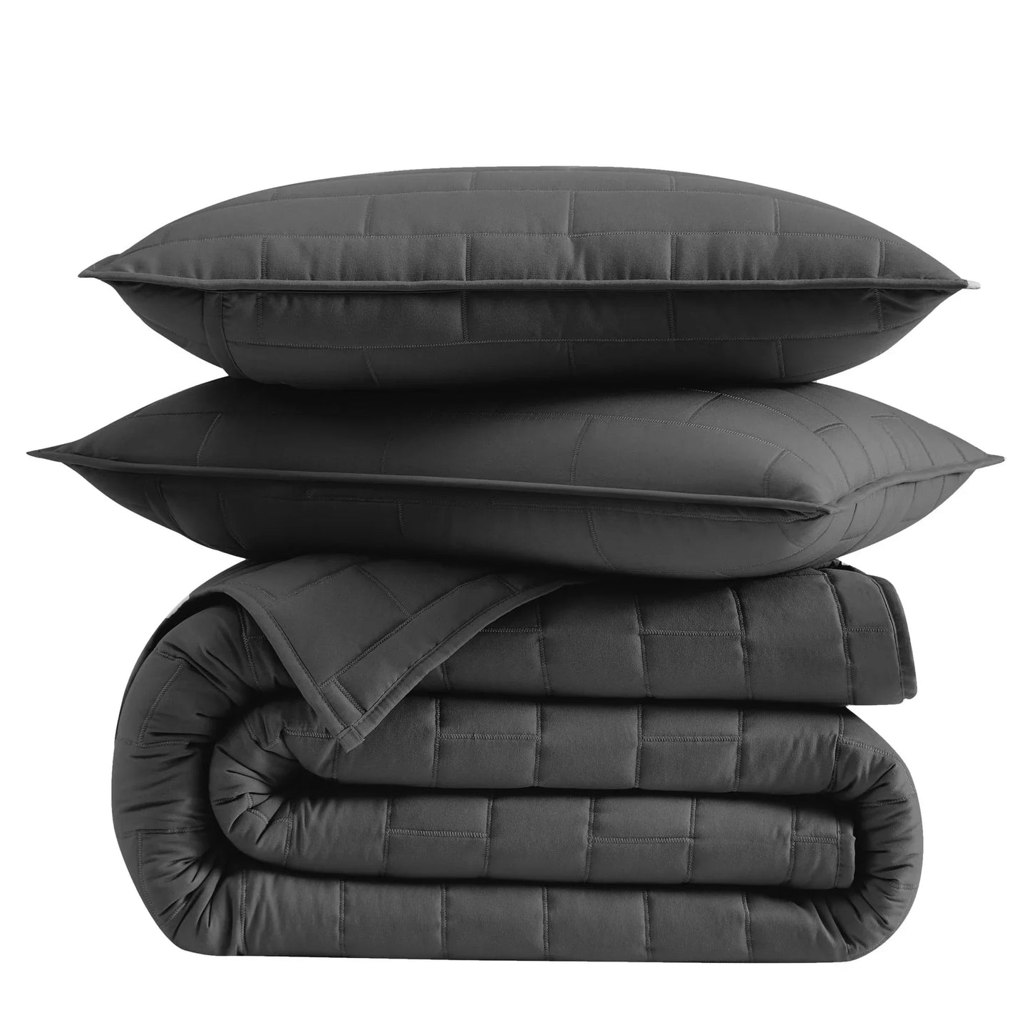 Subway Tile Luxe Quilt Set, Black