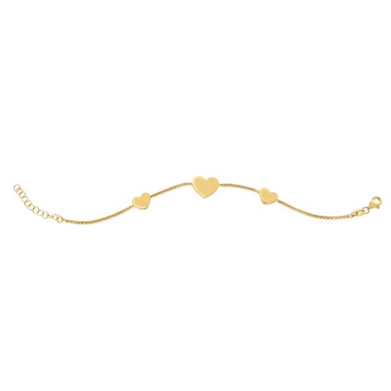 14K Plated Hearts Station Bracelet